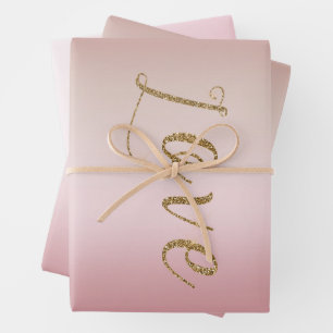 Feuille De Papier Cadeau Blush Pink Ombre Gold Glam Parties scintillant Lov