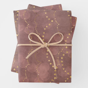 Feuille De Papier Cadeau Blush Rose Bokeh Golden Lights Noël