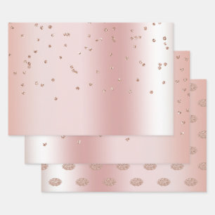 Feuille De Papier Cadeau Blush Rose Gold Parties scintillant Confetti Baise