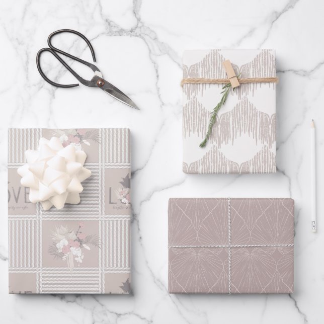 Feuille De Papier Cadeau Boho Bride Set B, Tropical Romance Enveloppement C (Recto)