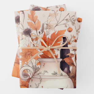 Feuille De Papier Cadeau Boho citrouille chute
