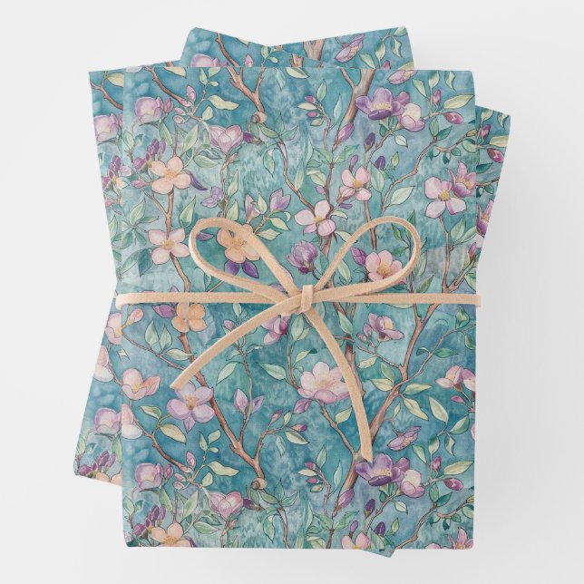 FEUILLE DE PAPIER CADEAU BOHO ÉTÉ FLEUR DE FLEURISTE  (En situation)