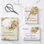 Feuille De Papier Cadeau Boho Floral séché Palm Ajouter des noms Mariage<br><div class="desc">Ces feuilles de papier d'emballage présentent une aquarelle boho motif de bouquets de fleurs tropicales aux couleurs neutres avec feuilles de palmiers séchés. Personnalisez-les avec le mot "Félicitations" dans une élégante calligraphie manuscrite suivie des noms de la mariée et du marié. Le design se décline en trois tons neutres :...</div>