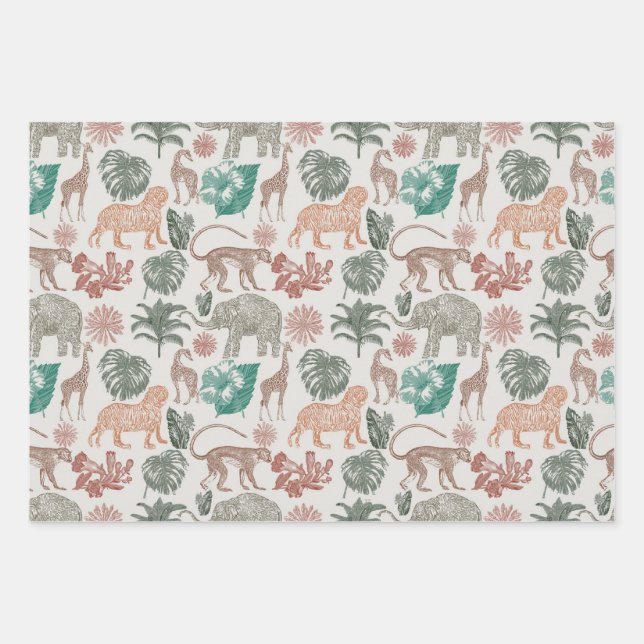 Feuille De Papier Cadeau Boho Jungle Safari (Devant)