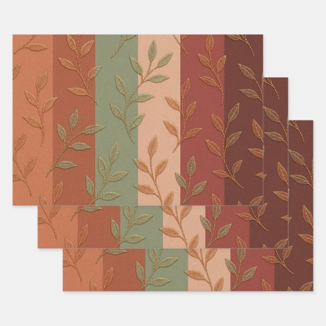 Feuille De Papier Cadeau Boho Leaf Motif Rustic Home Décor (Lot)