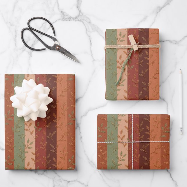 Feuille De Papier Cadeau Boho Leaf Motif Rustic Home Décor (Recto)