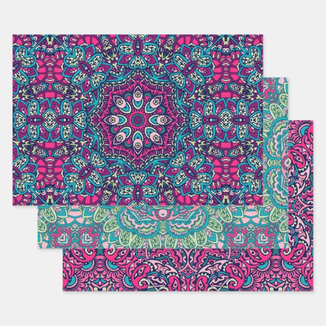Feuille De Papier Cadeau Boho Mandala Résumé Conception (Lot)