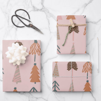 Feuille De Papier Cadeau Boho motif d'arbre de Noël