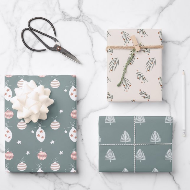 Feuille De Papier Cadeau Boho Noël Motifs (Recto)