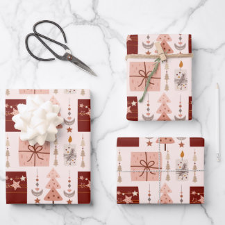 Feuille De Papier Cadeau Boho Pink Christmas