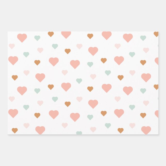 Feuille De Papier Cadeau Boho Saint Valentin pastel coeur d'amour (Devant)