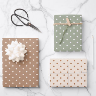 Feuille De Papier Cadeau Boho Simple Moderne Marron Sage Neutre À pois
