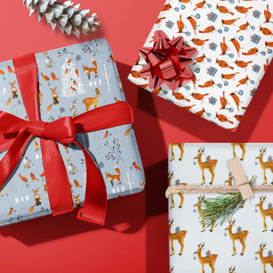 Feuille De Papier Cadeau Bois d'hiver Russe animal de Noël