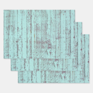 Feuille De Papier Cadeau Bois rustique Turquoise en état de détérioration