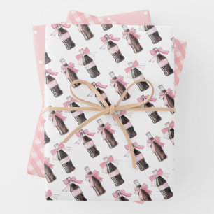 Feuille De Papier Cadeau Boisson gazeuse bébé rose prête à éclater
