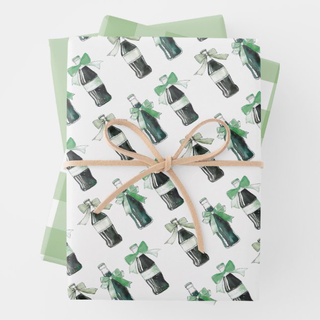 Feuille De Papier Cadeau Boisson gazeuse bébé verte prête à éclater  (En situation)