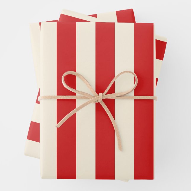 Feuille De Papier Cadeau Boîte Postale Crème Tofu Bandes Rouges (En situation)