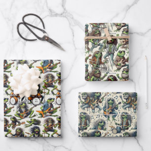 Feuille De Papier Cadeau Bon Froggi Frog Rock Band Drôle Ensemble cadeau