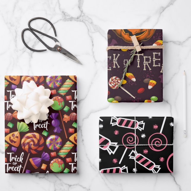 Feuille De Papier Cadeau Bonbons d'Halloween (Recto)