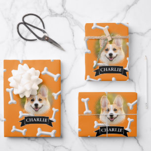 Feuille De Papier Cadeau Bones Motif Chien Nom Personnalisé