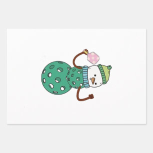 Feuille De Papier Cadeau Bonhomme de neige de pickleball Noël drôle de Xmas