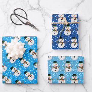 Feuille De Papier Cadeau Bonhomme de neige en Pixel Art