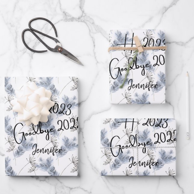 Feuille De Papier Cadeau Bonjour 2023 Adieu 2022 (Recto)