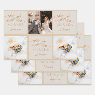 Feuille De Papier Cadeau Bonjour, Monsieur et Madame le Mariage Félicitatio