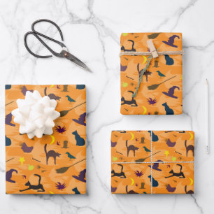 Feuille De Papier Cadeau Bonjour sorcière - sans couture motif Halloween.