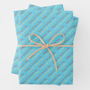 Feuille De Papier Cadeau Bonne 1ère Fête des pères Sky Blue Yellow Givers N