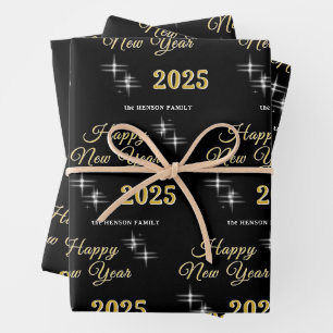 Feuille De Papier Cadeau Bonne année 2025 Élégantes étincelles