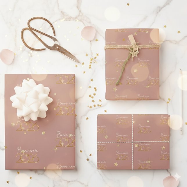 Feuille De Papier Cadeau Bonne Année 2026 Elegant Wrapping Paper (Créateur téléchargé)