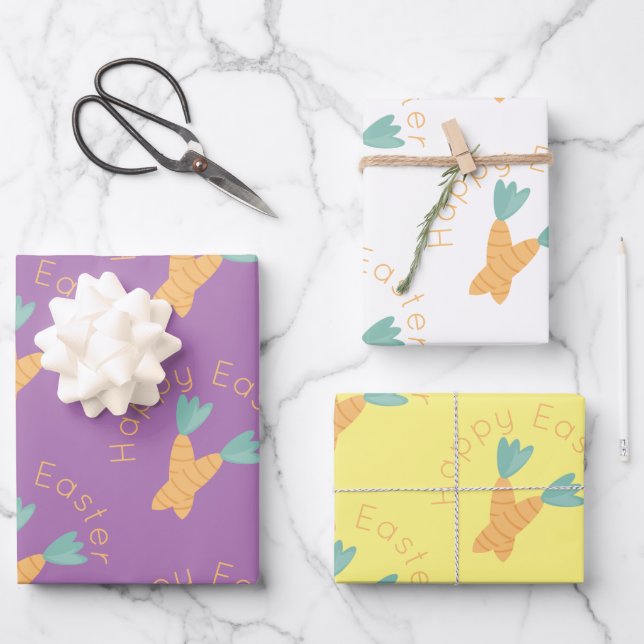 Feuille De Papier Cadeau Bonne bande de carottes de Pâques (Recto)