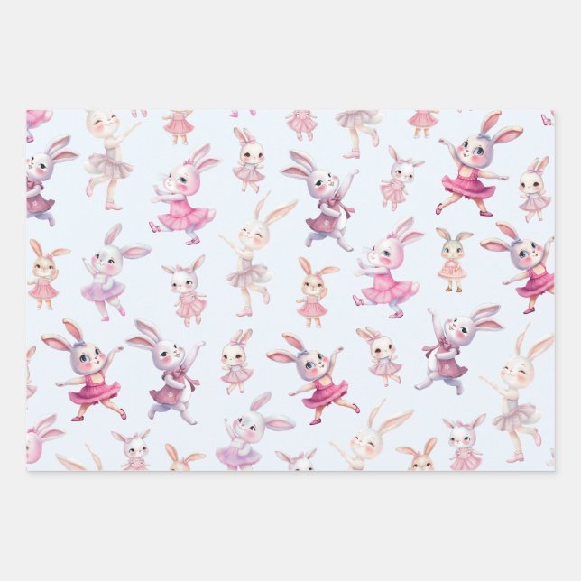 Feuille De Papier Cadeau Bonnets roses mignons Motif dansant (Devant)