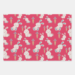 Feuille De Papier Cadeau Bons et heureux lapins de Pâques