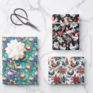 Feuille De Papier Cadeau Bons poulets de Noël