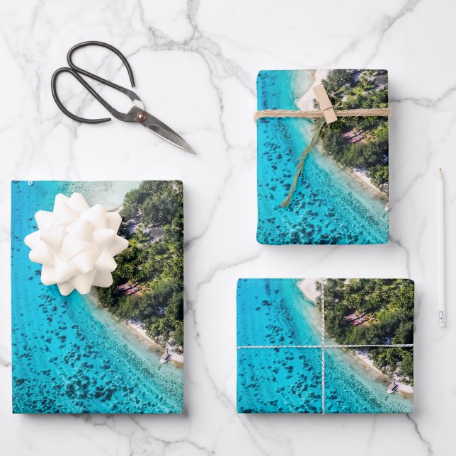 Feuille De Papier Cadeau Bora Bora - Chemin Vers L'Océan (Recto)