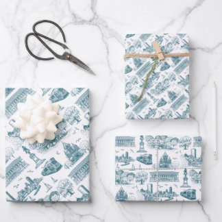 Feuille De Papier Cadeau Boston Toile (éd. anniversaire) bleu/blanc