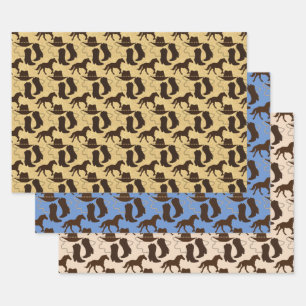 Feuille De Papier Cadeau Botte Casquette Western Cowboy