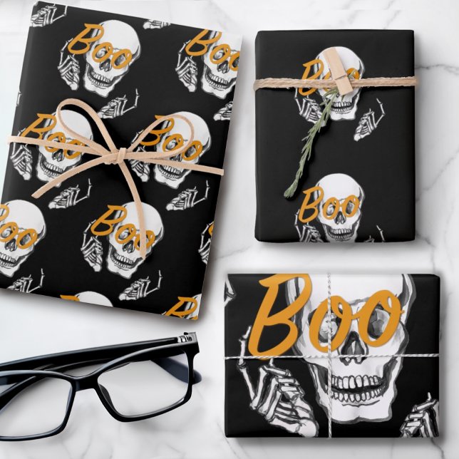 Feuille De Papier Cadeau Botte lunettes crâne 👓 (Créateur téléchargé)