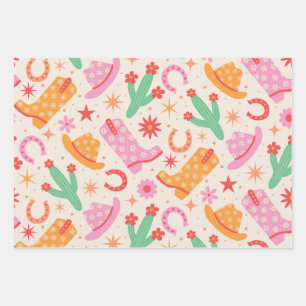 Feuille De Papier Cadeau Bottes pour fille super et Motif Casquette avec Ca