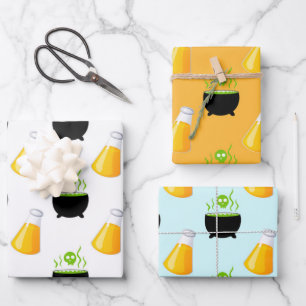 Feuille De Papier Cadeau Boubbling Cauldron Magie Potion Crâne Halloween