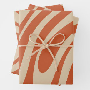 Feuille De Papier Cadeau Boucles Wavy Retro Boho Abstrait Motif