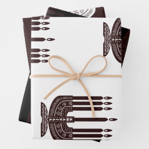 Feuille De Papier Cadeau Bougies Brown Kwanzaa