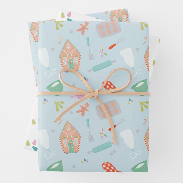 Feuille De Papier Cadeau Boulangerie et pain d'épices de Noël (En situation)