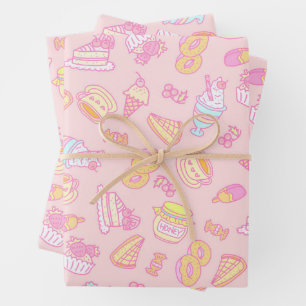 Feuille De Papier Cadeau Boulangerie sucrée et Pêche à la boisson