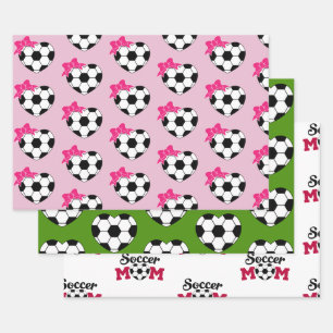 Feuille De Papier Cadeau Boule de Coeur de soccer