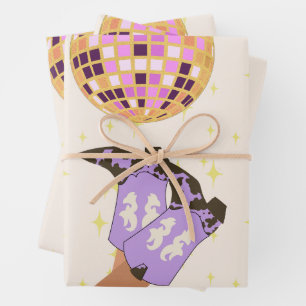 Feuille De Papier Cadeau Boule Disco Cowgirl moderne