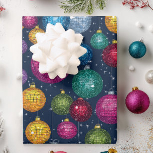 Feuille De Papier Cadeau Boule Disco Noël Rétro