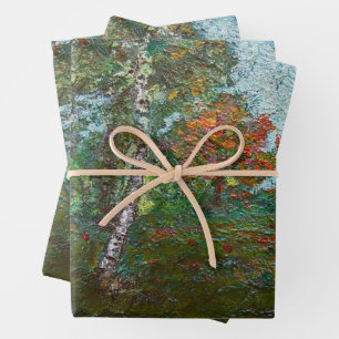 Feuille De Papier Cadeau Bouleaux dans un bois (de Kimon Loghi)